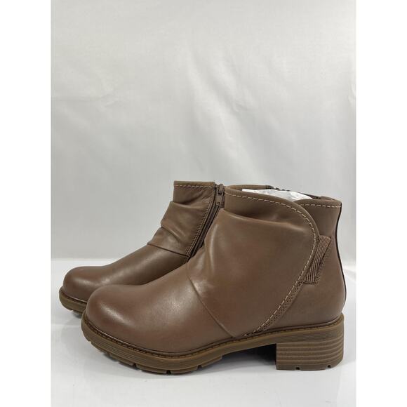 Clarks Boots Womens Size 8W Brown Leather Hearth Sofia Ankle Zip Booties Comfort - Picture 9 of 15
